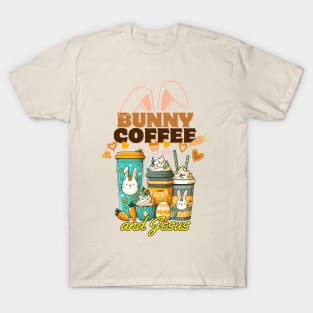 Bunny Coffee and Jesus, Easter Coffee Bunny, religious christian faith T-Shirt